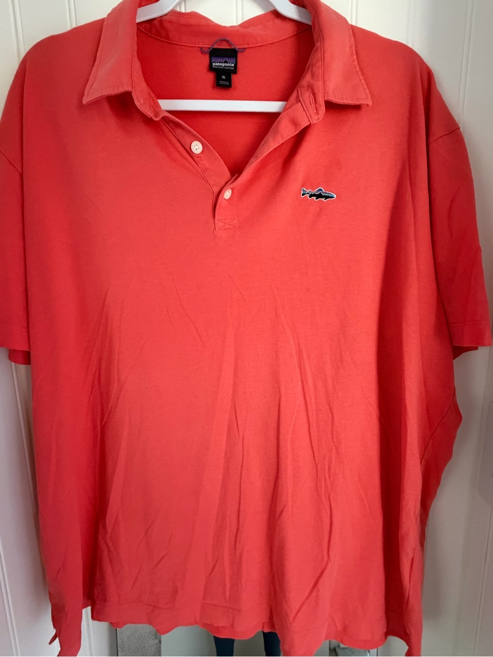 Patagonia Men’s Coral-Red Polo with Fish Patch
